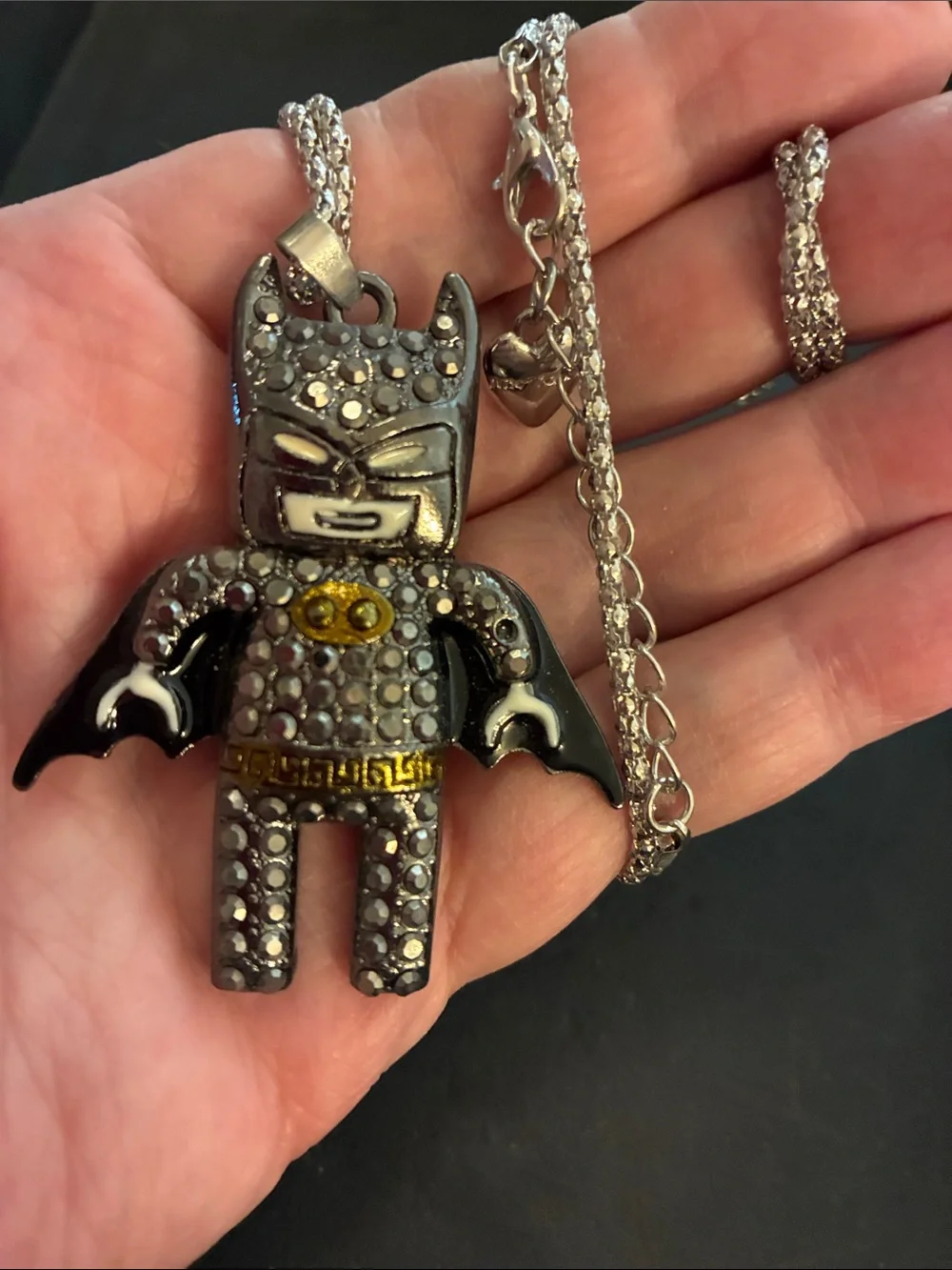 Batman Silver and Black Pendant Necklace NWOT